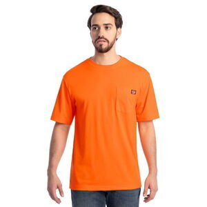 Wrangler Workwear Size 4XL Short Sleeve Crewneck Pocket T-Shirt Neon Orange